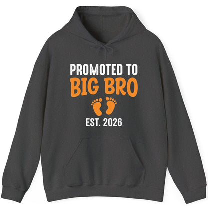 Promoted TO BIG BRO EST 2026 Pregnancy Announcement Hoodie - product mockup - Dark Heather