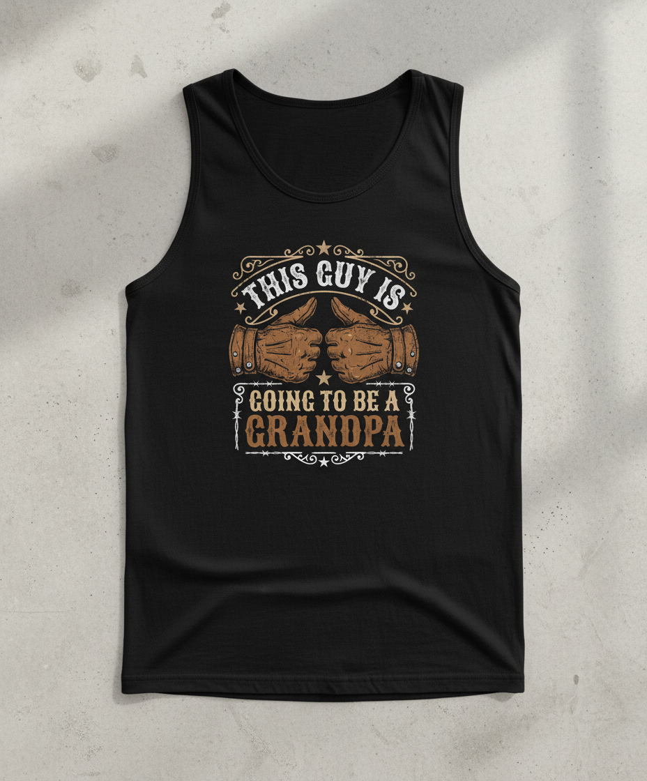 This Guy Is Going To Be A Grandpa Western Style Announcement Tank Top - Black