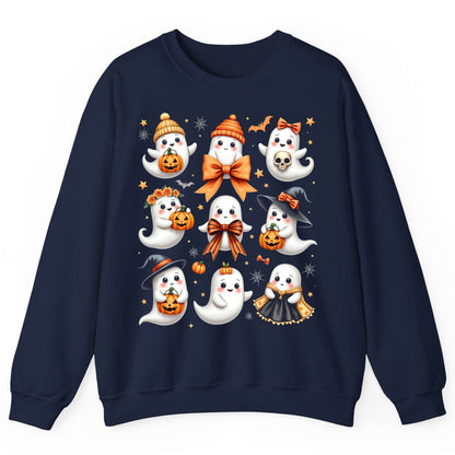 Cute Kawaii Ghosts Collection cute Halloween ghosts Sweatshirt Navy product mockup