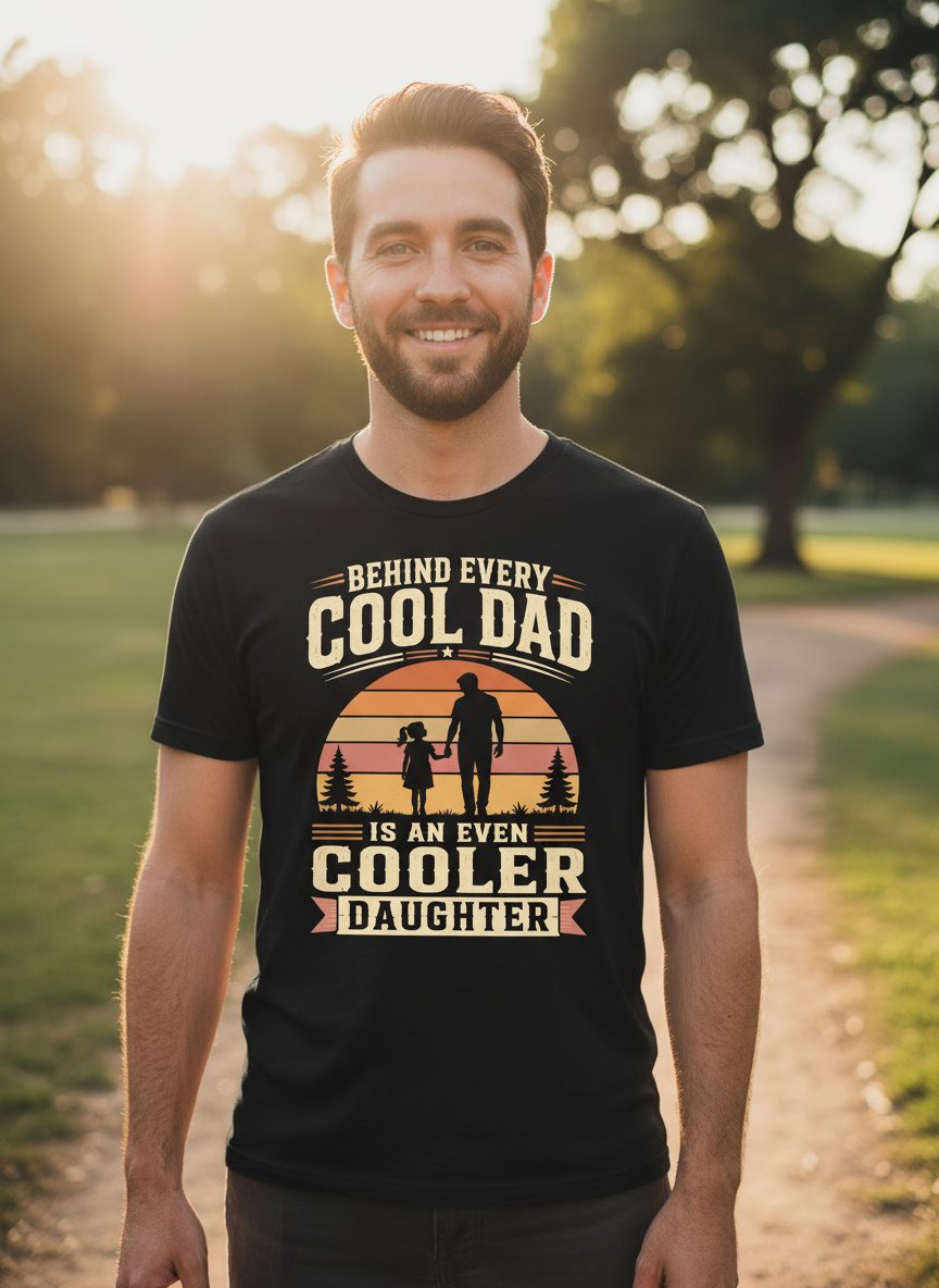 Behind Every Cool Dad Is an Even Cooler Daughter father and daughter T-Shirt Black lifestyle mockup