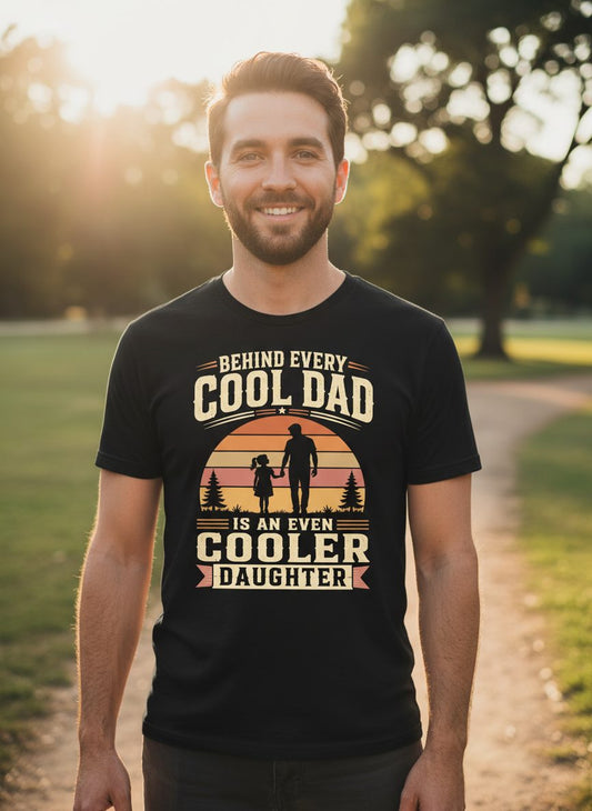 Behind Every Cool Dad Is an Even Cooler Daughter father and daughter T-Shirt Black lifestyle mockup