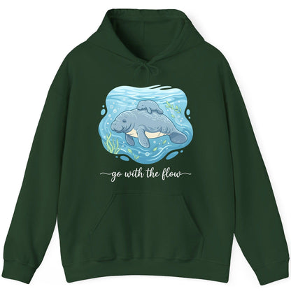 Go with the Flow Manatee Hoodie - product mockup - Forest Green