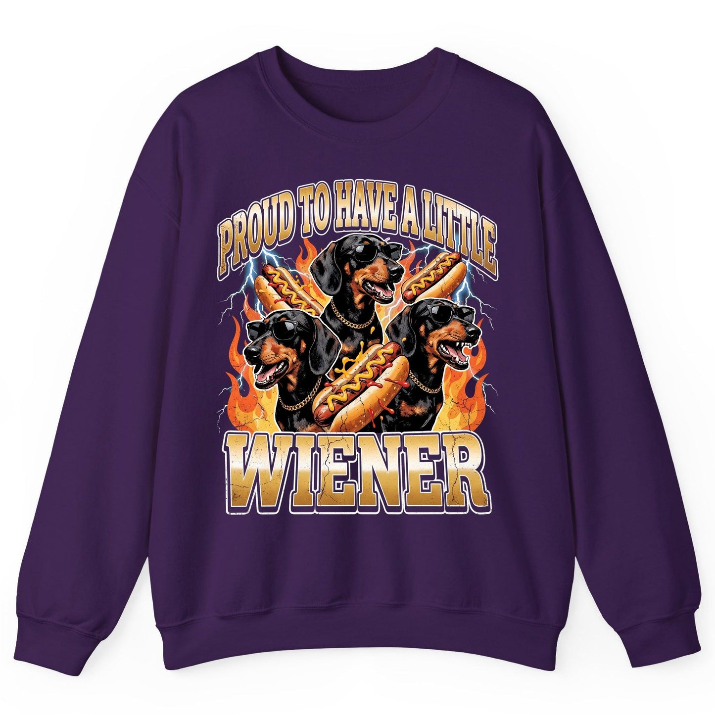 Proud to Have a Little Wiener dachshund Sweatshirt Purple product mockup