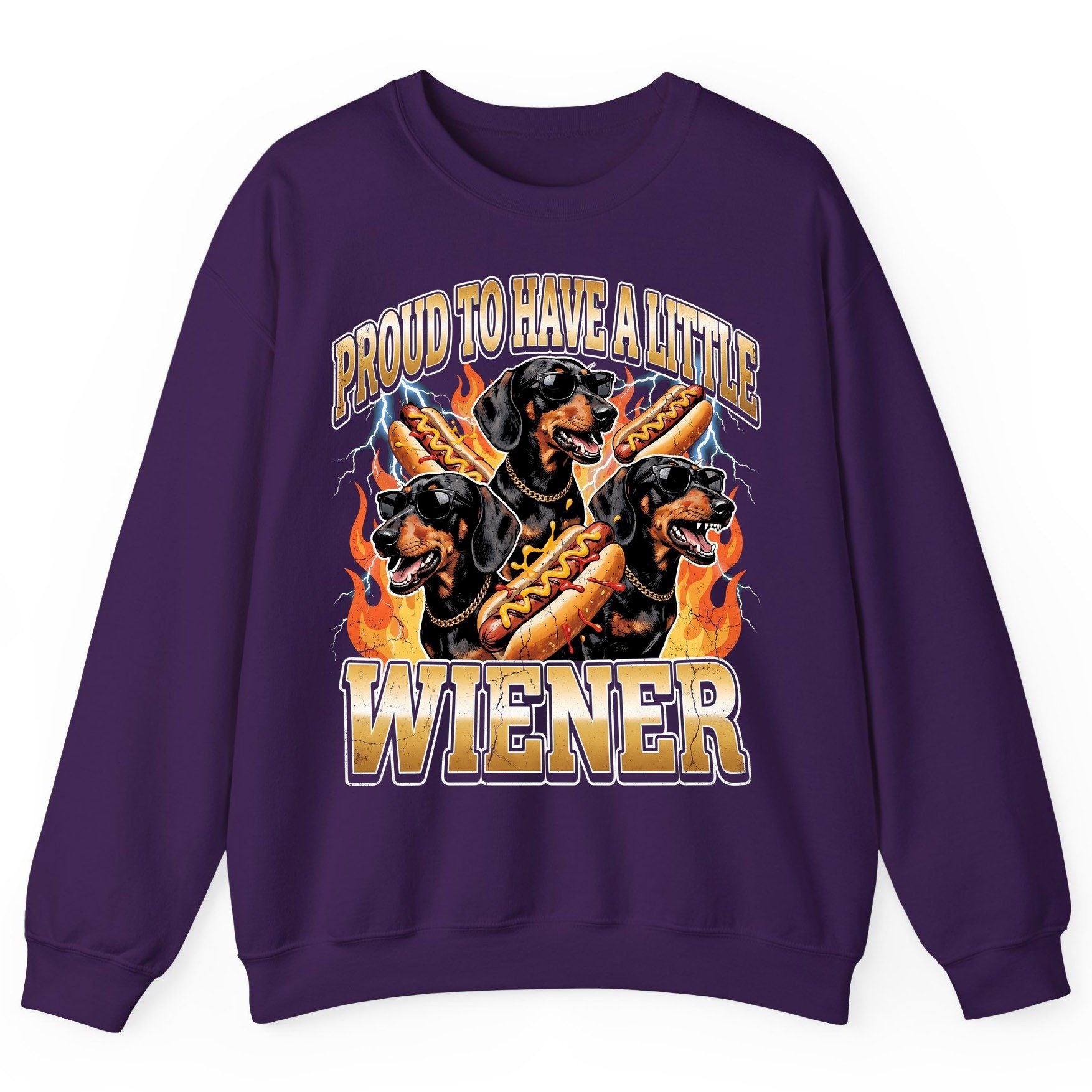 Proud to Have a Little Wiener dachshund Sweatshirt Purple product mockup
