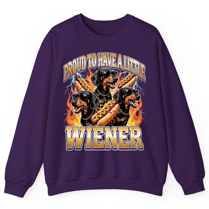 Proud to Have a Little Wiener dachshund Sweatshirt Purple product mockup