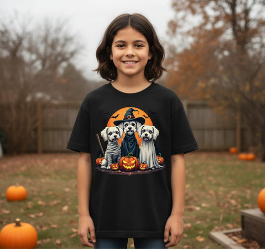 Halloween Dogs Costumes Halloween dogs Youth T-Shirt Black lifestyle mockup