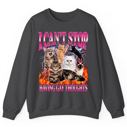 I Can't Stop Having Gay Thoughts cats Sweatshirt Dark Heather product mockup