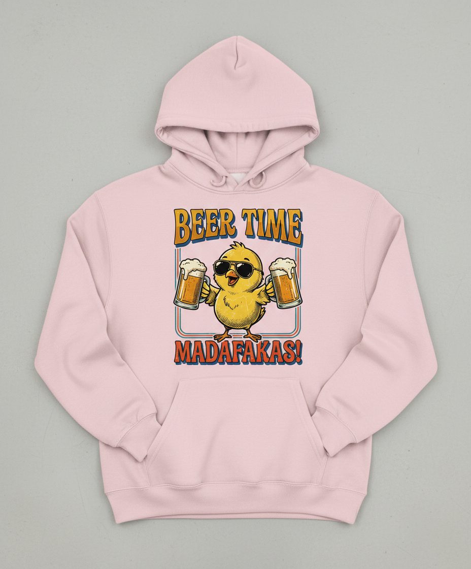Funny Chick drinking beer Chick Hoodie - product mockup - Light Pink