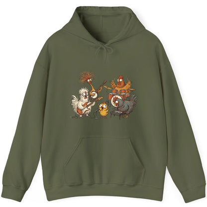 Chicken Rock Band chicken rock band Hoodie Military Green product mockup