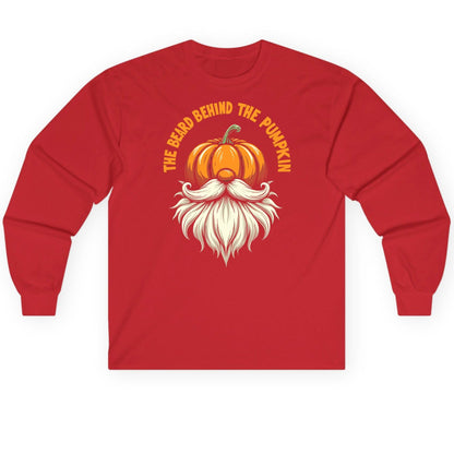 The Beard Behind the Pumpkin Halloween gnome Long Sleeve Tee Red product mockup