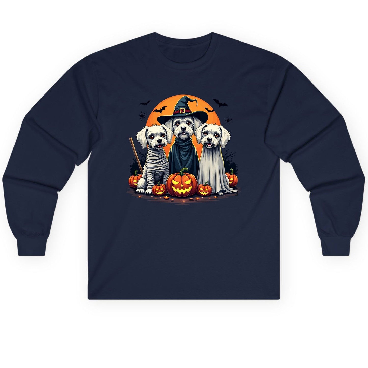 Halloween Dogs Costumes Halloween dogs Long Sleeve Tee Navy product mockup