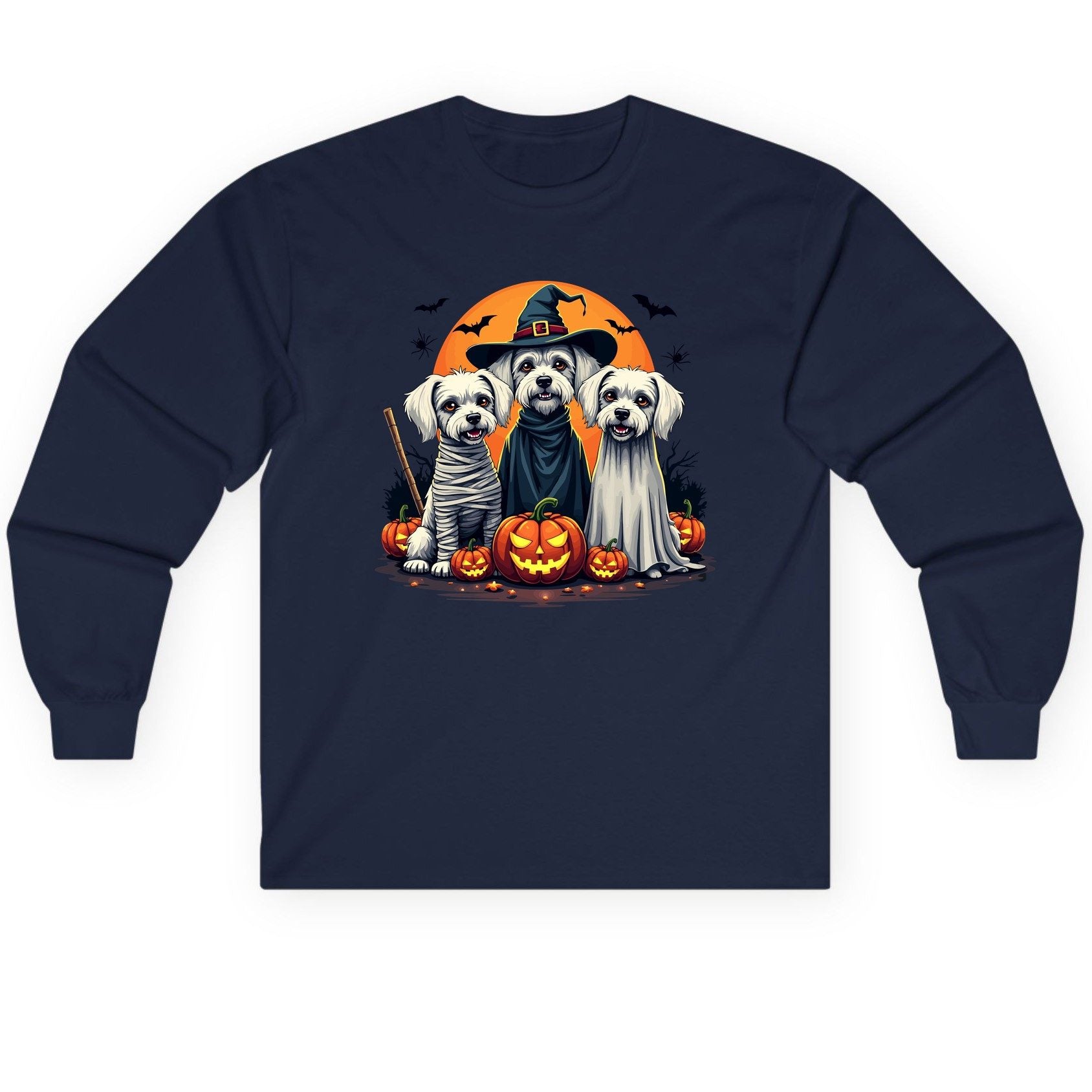 Halloween Dogs Costumes Halloween dogs Long Sleeve Tee Navy product mockup