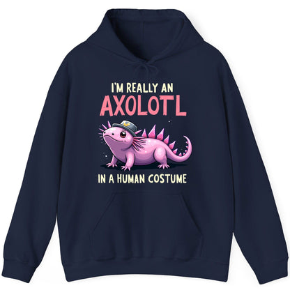 I'm Really an Axolotl in a Human Costume axolotl Hoodie Navy product mockup