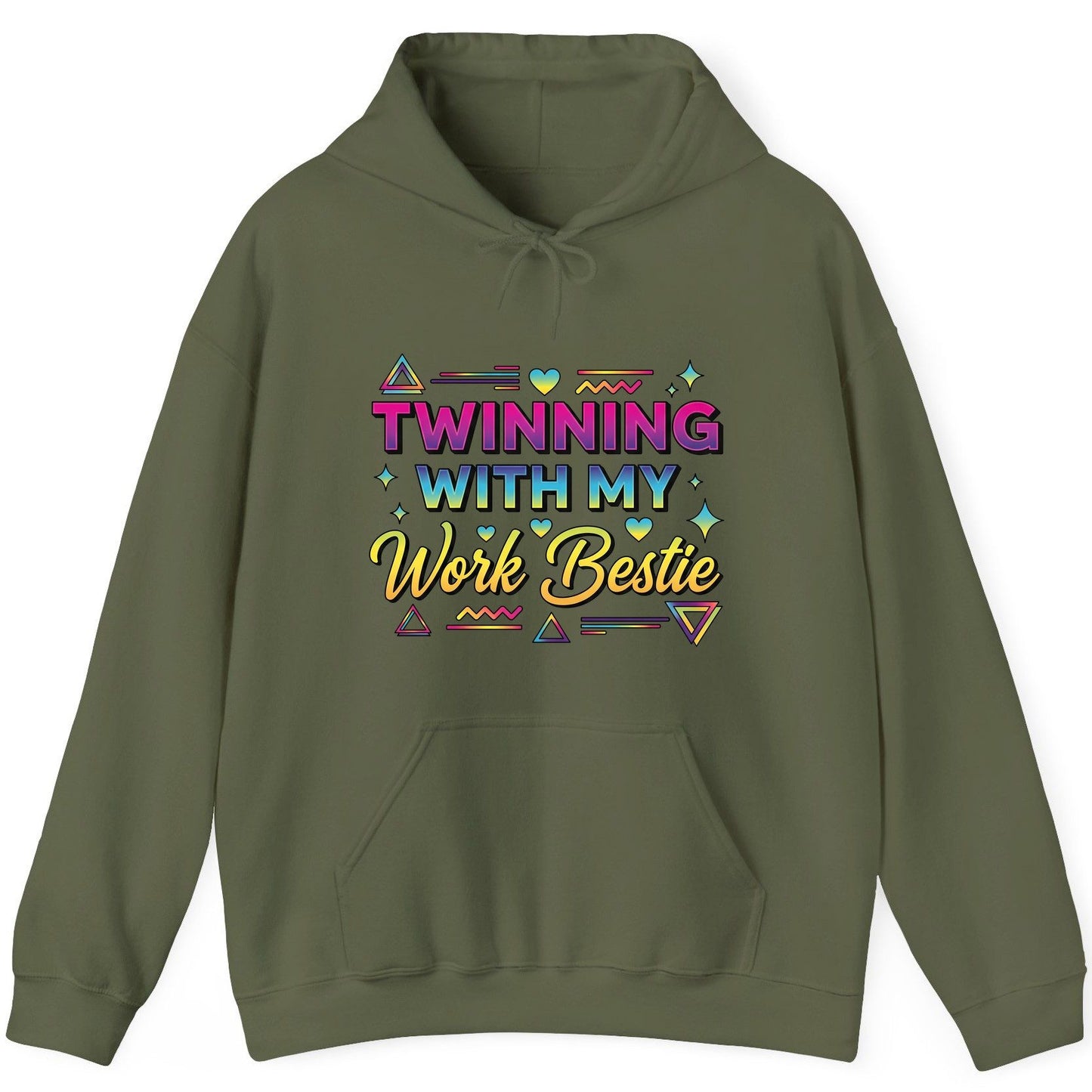 Twinning with My Work Bestie work bestie Hoodie Military Green product mockup