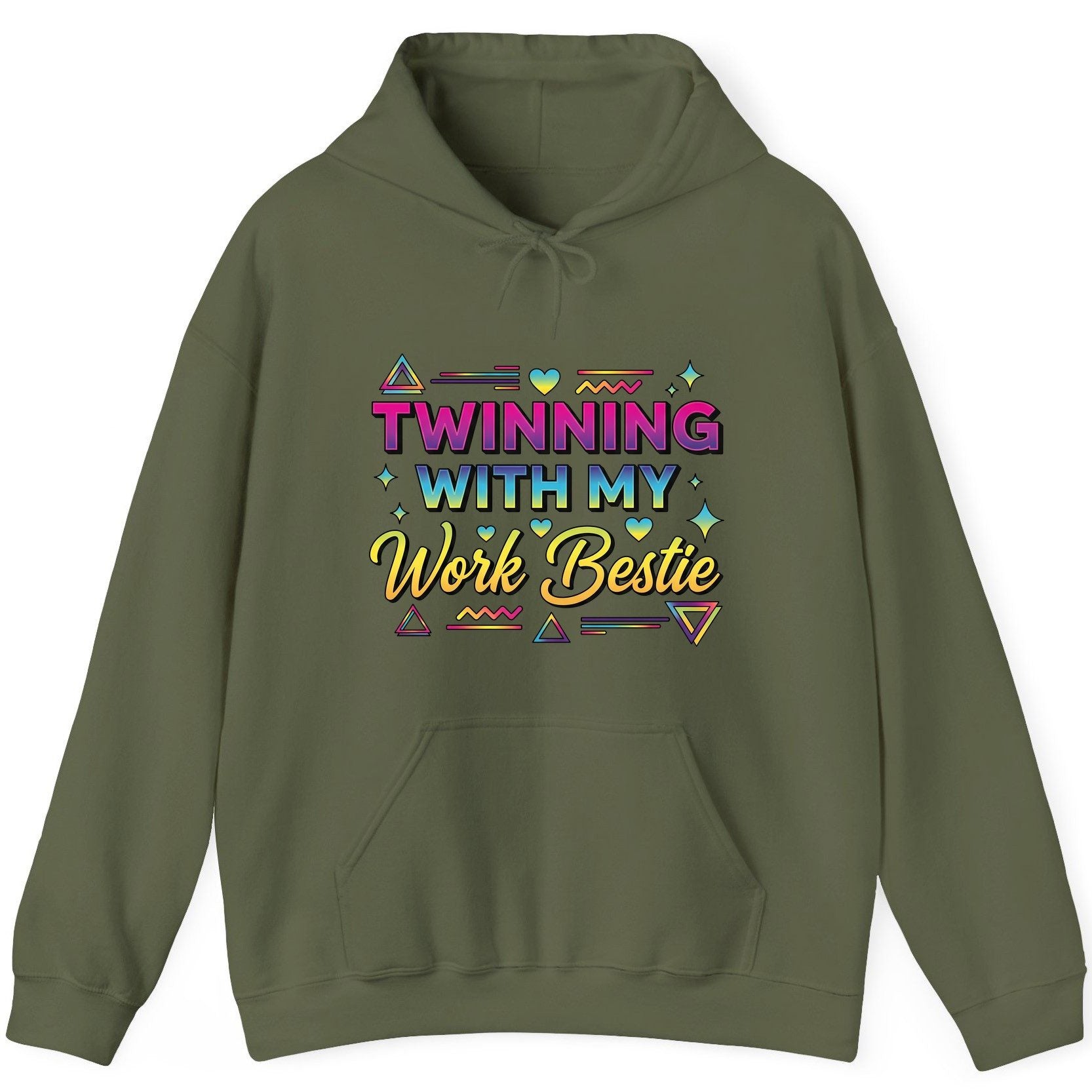Twinning with My Work Bestie work bestie Hoodie Military Green product mockup