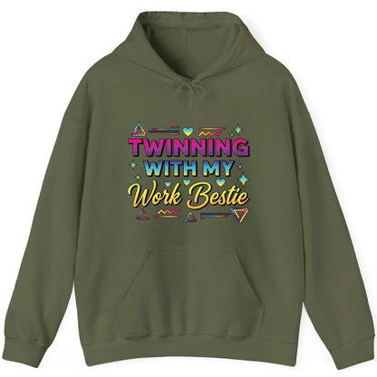 Twinning with My Work Bestie work bestie Hoodie Military Green product mockup