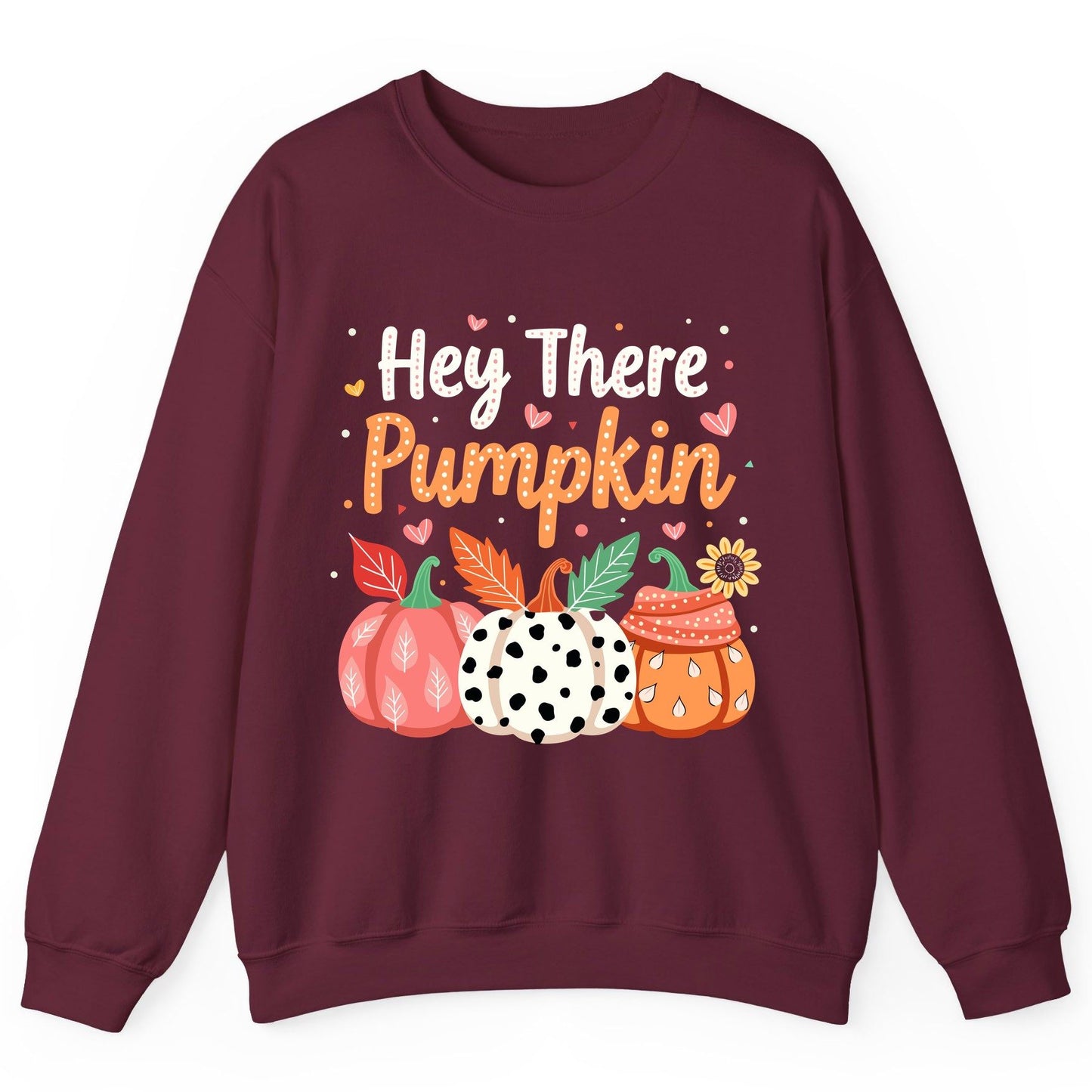 Hey There Pumpkin fall pumpkins Sweatshirt Maroon product mockup