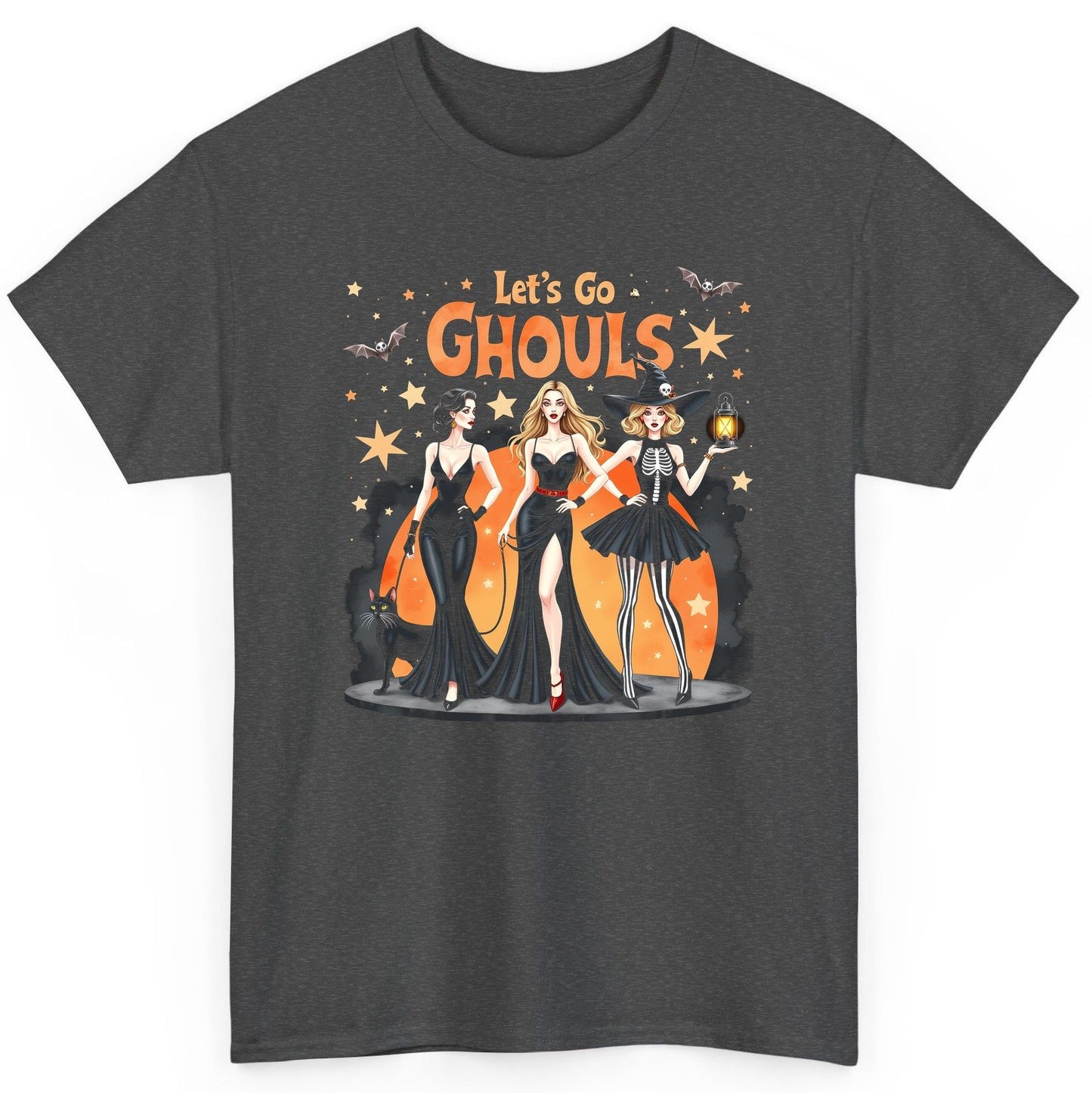 Let's Go Ghouls Halloween women T-Shirt Dark Heather product mockup