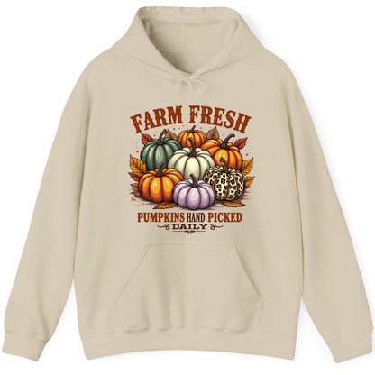 Farm Fresh Pumpkins Hand Picked Daily autumn pumpkins Hoodie Sand product mockup