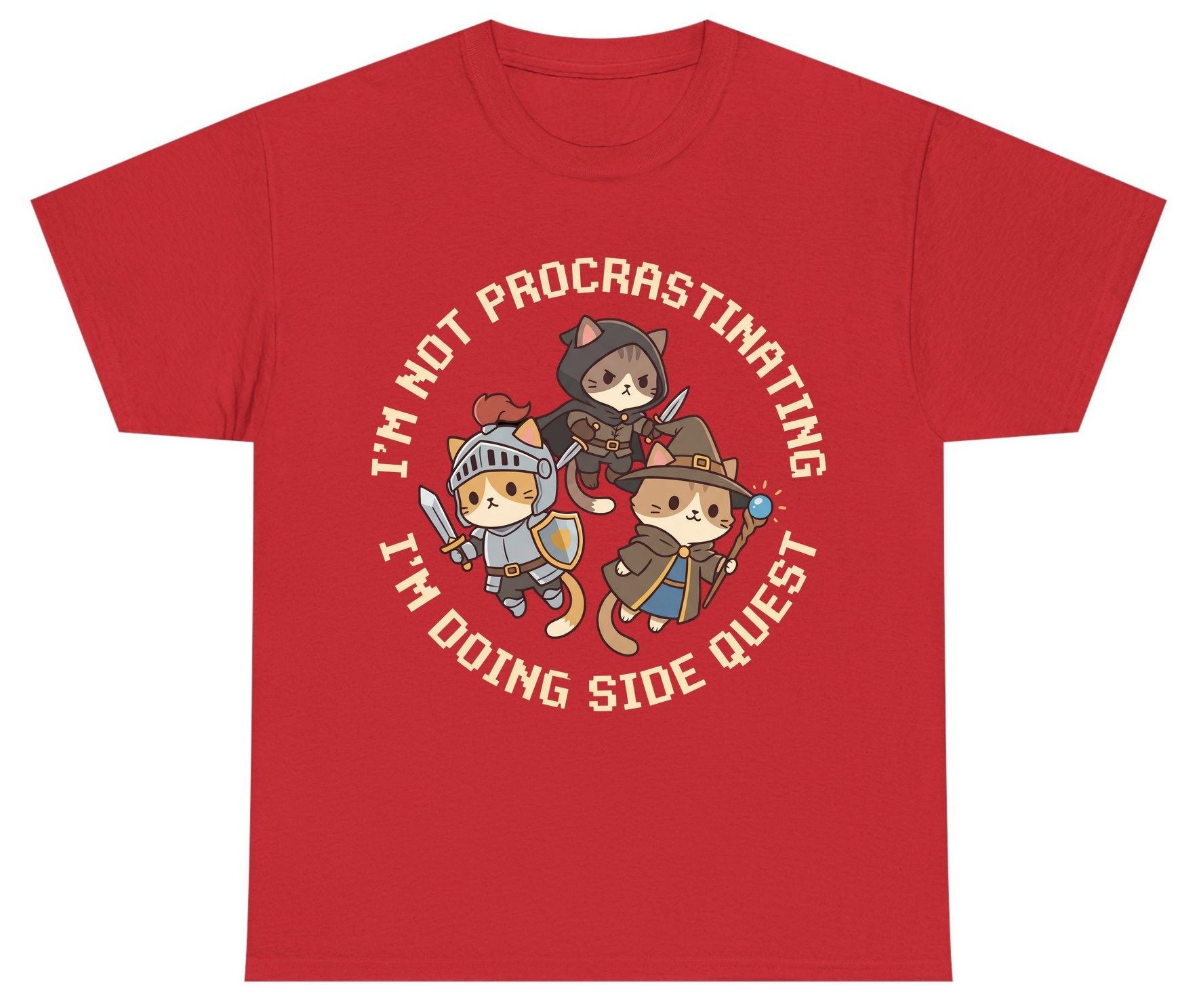 I'm Not Procrastinating I'm Doing Side Quest rpg cats Youth T-Shirt Red product mockup