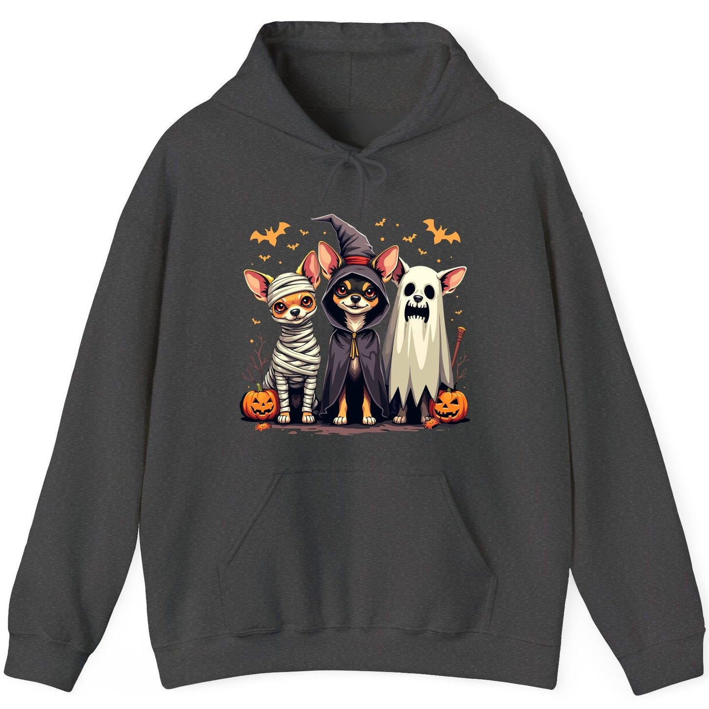 Chihuahua Halloween Costumes chihuahua dogs in Halloween costumes Hoodie Dark Heather product mockup