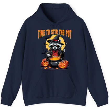 Time to Stir the Pot Halloween raccoon Hoodie Navy product mockup