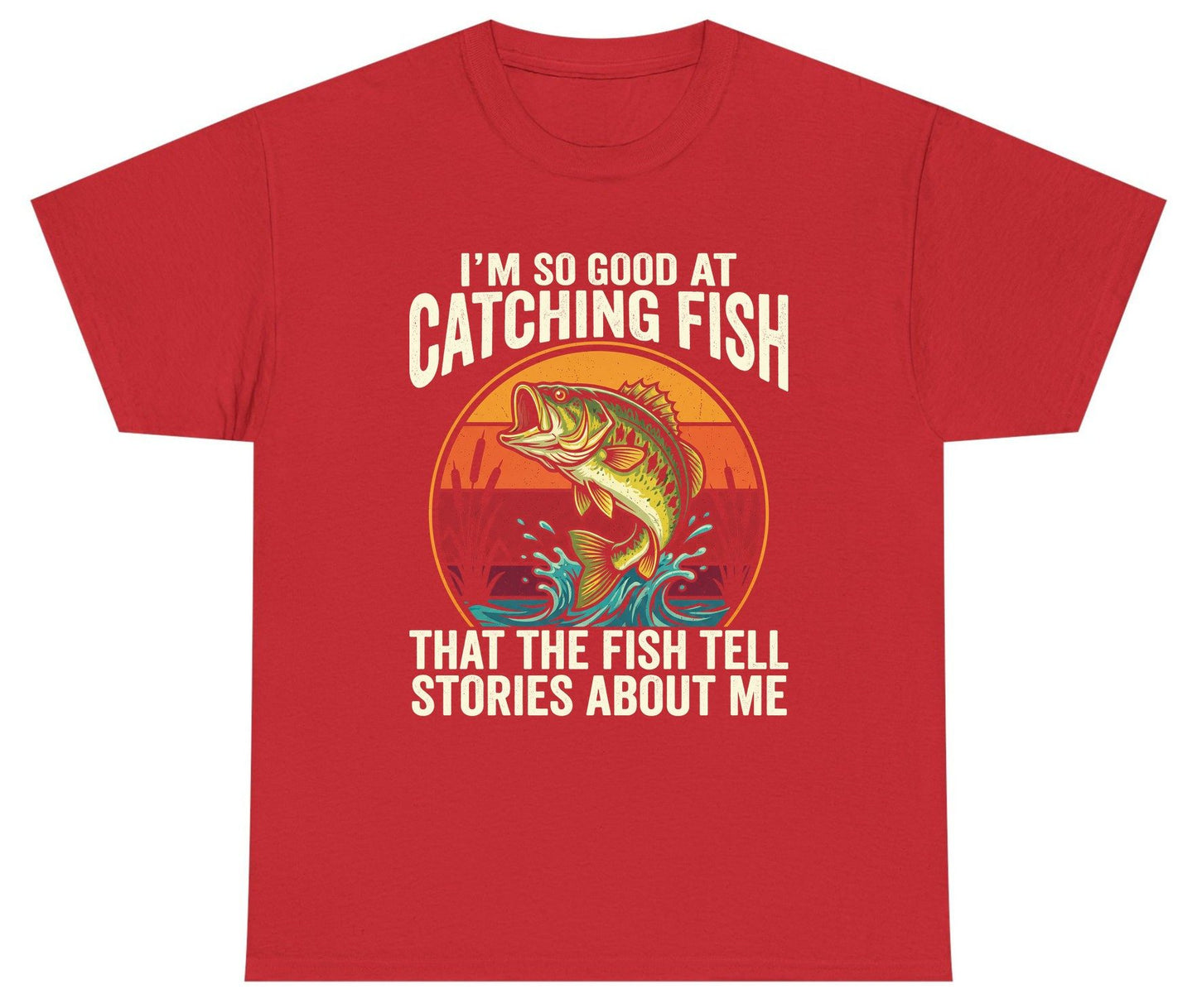 I'm So Good at Catching Fish That the Fish Tell Stories About Me fishing Youth T-Shirt Red product mockup