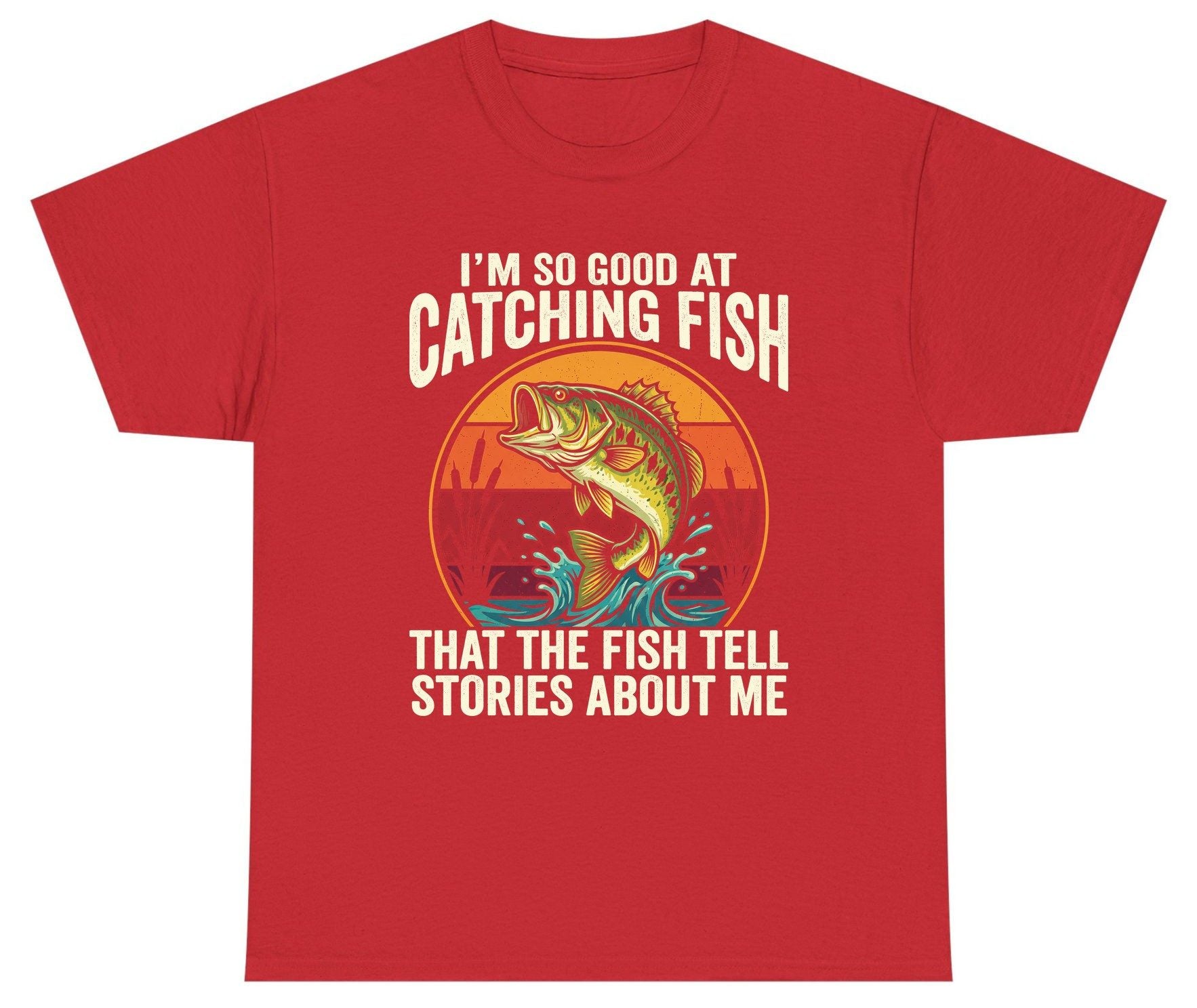 I'm So Good at Catching Fish That the Fish Tell Stories About Me fishing Youth T-Shirt Red product mockup