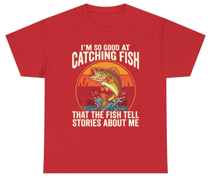 I'm So Good at Catching Fish That the Fish Tell Stories About Me fishing Youth T-Shirt Red product mockup