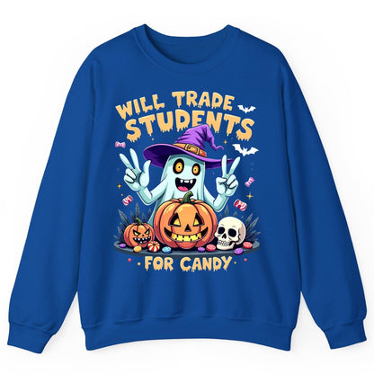 Will Trade Students for Candy teacher humor Sweatshirt Royal product mockup