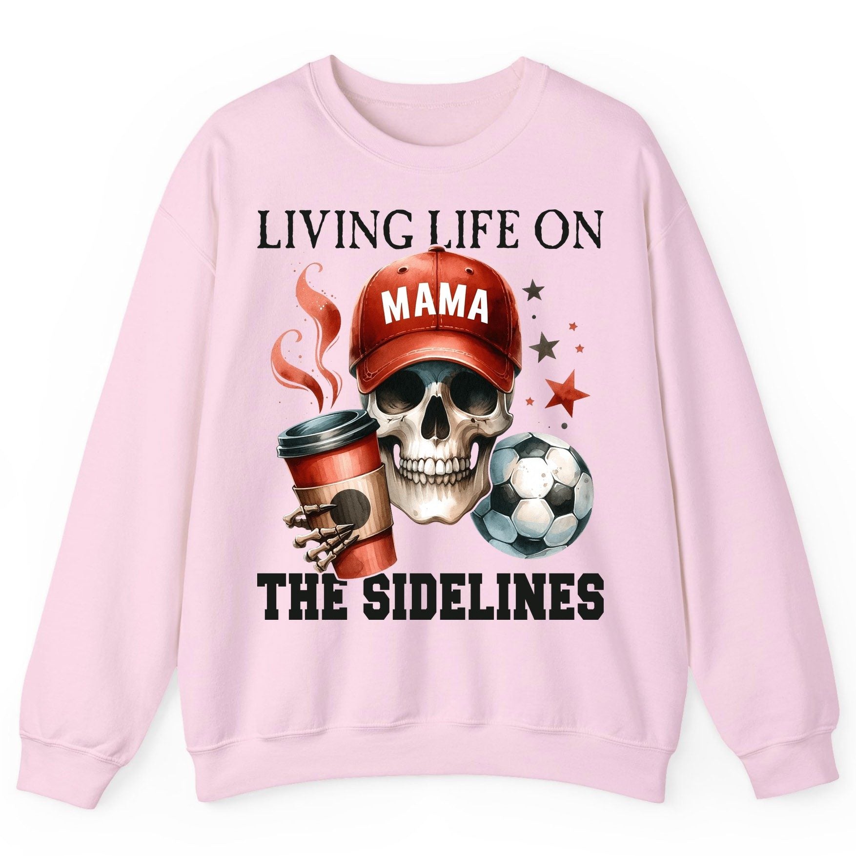 Mama Living Life on the Sidelines soccer mom Sweatshirt Light Pink product mockup