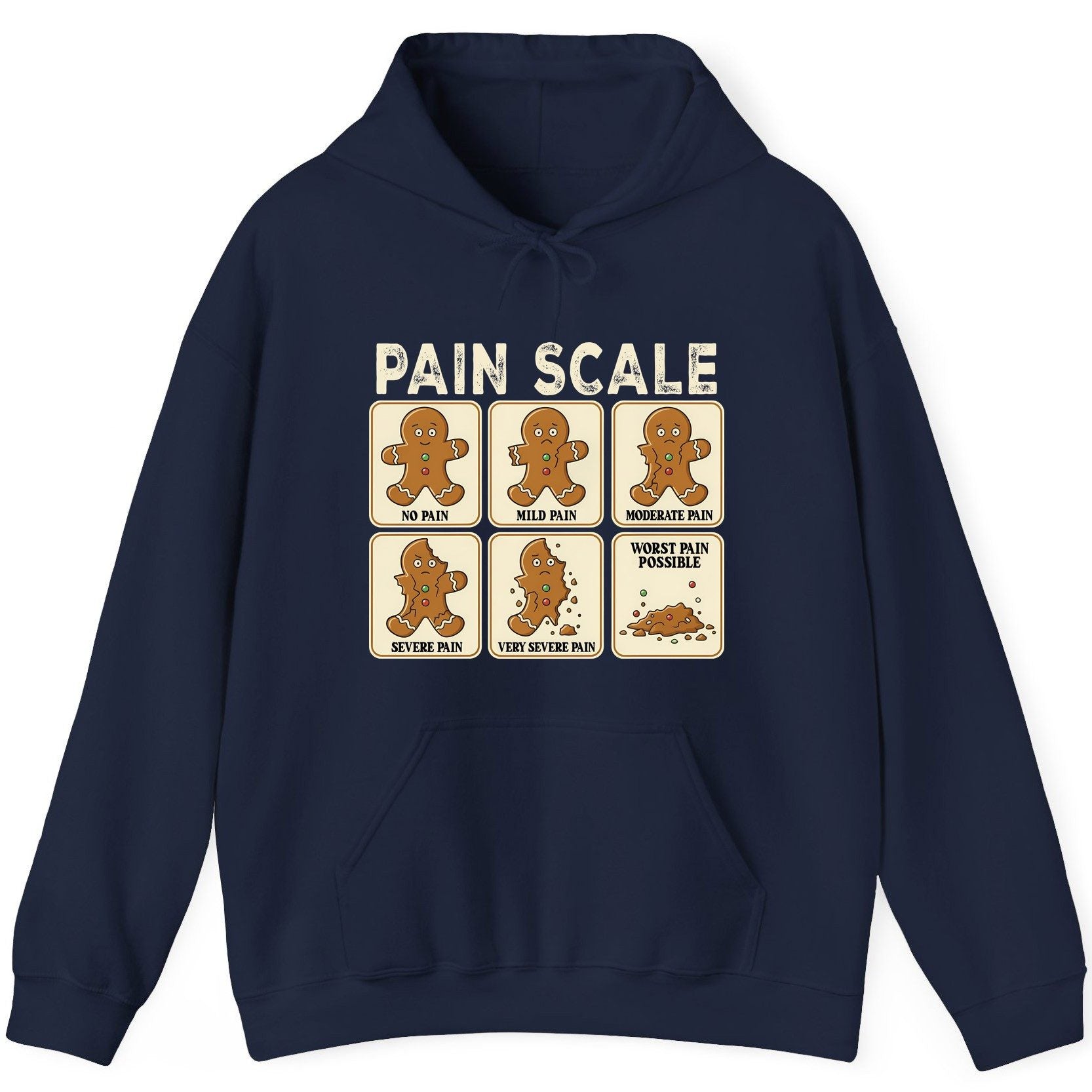 Pain Scale gingerbread man pain scale Hoodie Navy product mockup