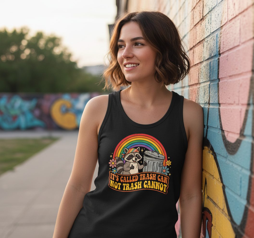 It's Called Trash Can Not Trash Cannot raccoon Tank Top Black lifestyle mockup