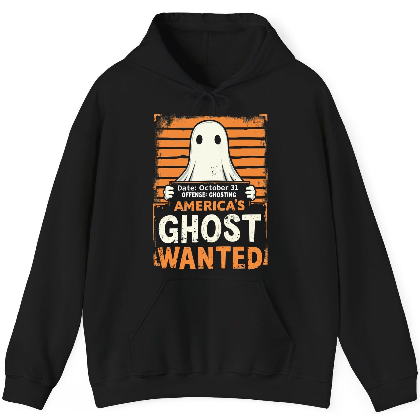 Date October 31 Offense Ghosting America's Ghost Wanted ghost Hoodie Black product mockup