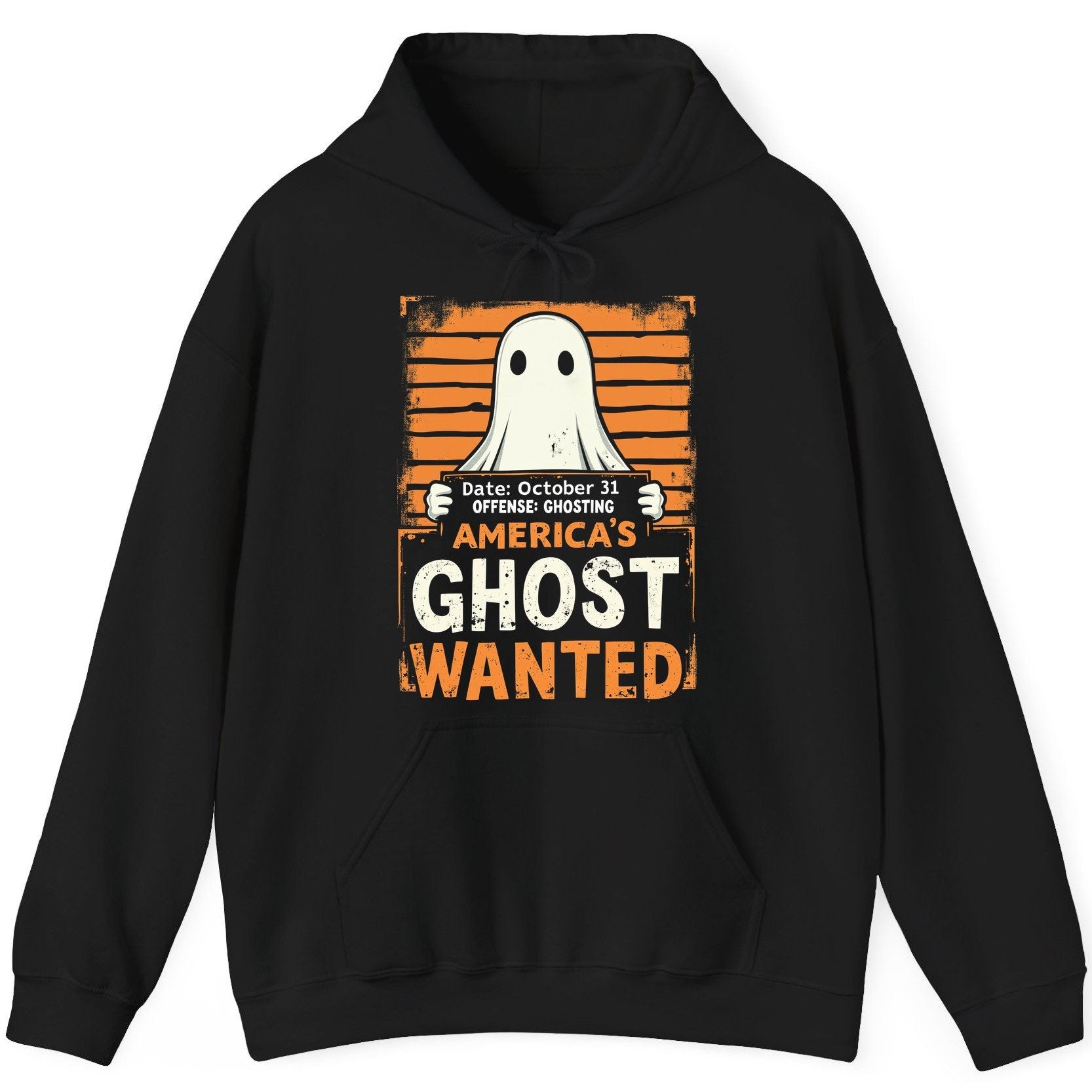 Date October 31 Offense Ghosting America's Ghost Wanted ghost Hoodie Black product mockup
