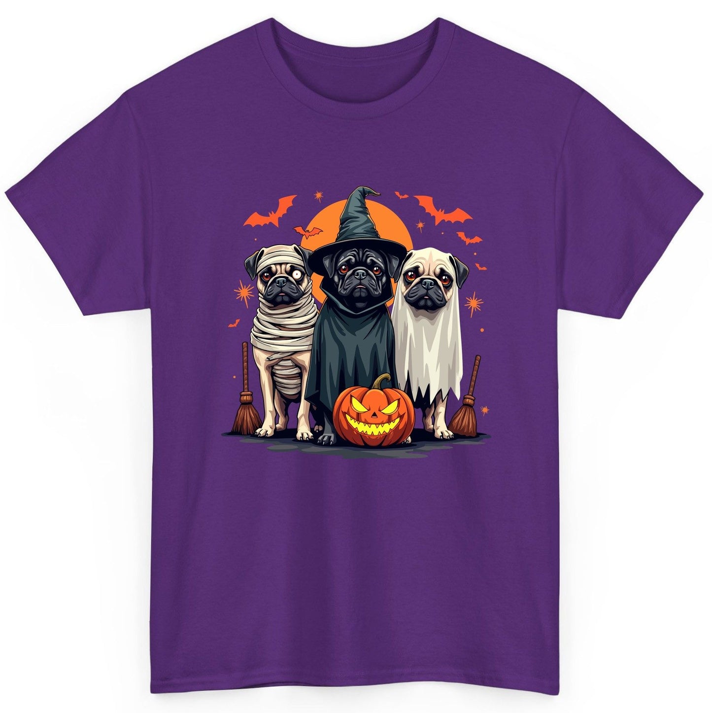 Halloween Pugs Costumes pugs T-Shirt Purple product mockup