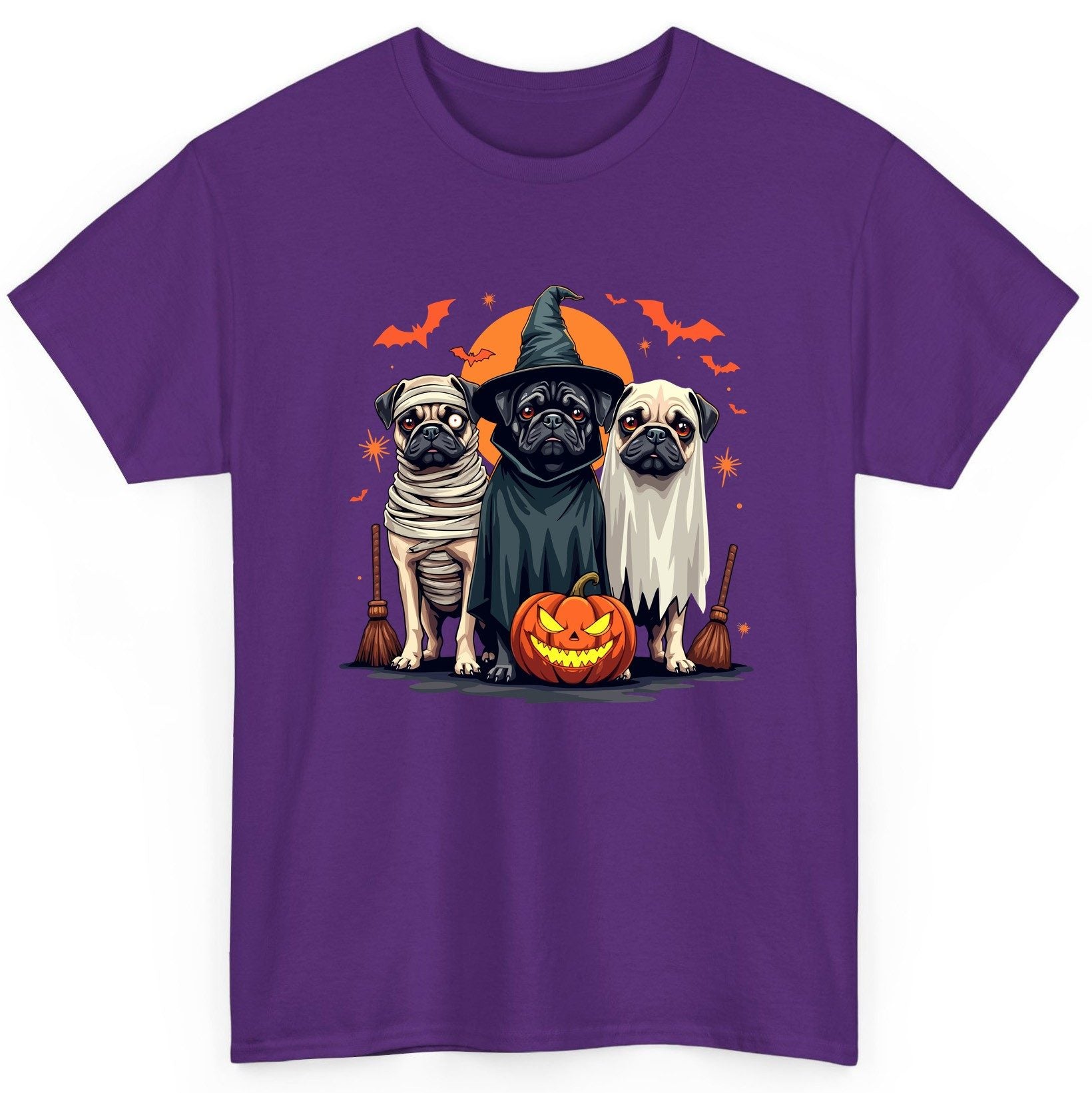 Halloween Pugs Costumes pugs T-Shirt Purple product mockup