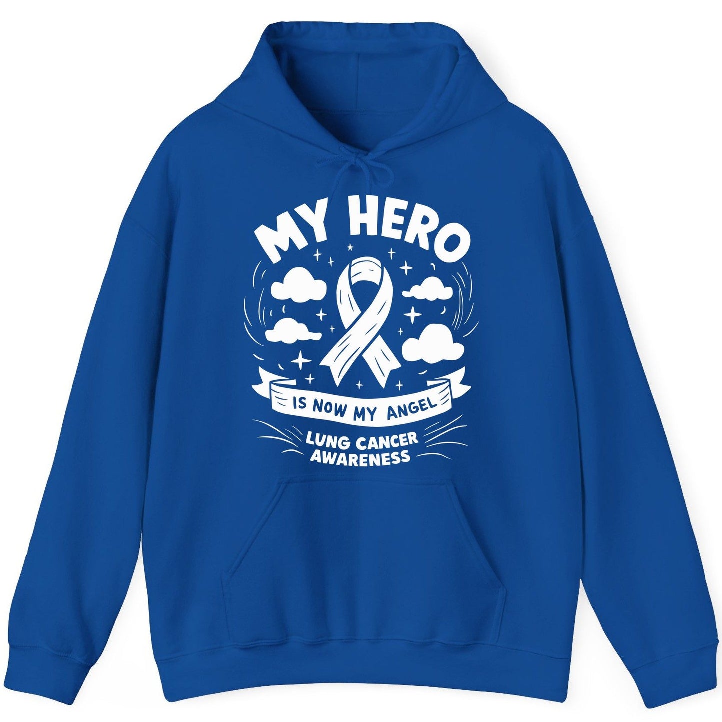 My Hero Is Now My Angel Lung Cancer Awareness lung cancer awareness Hoodie Royal product mockup