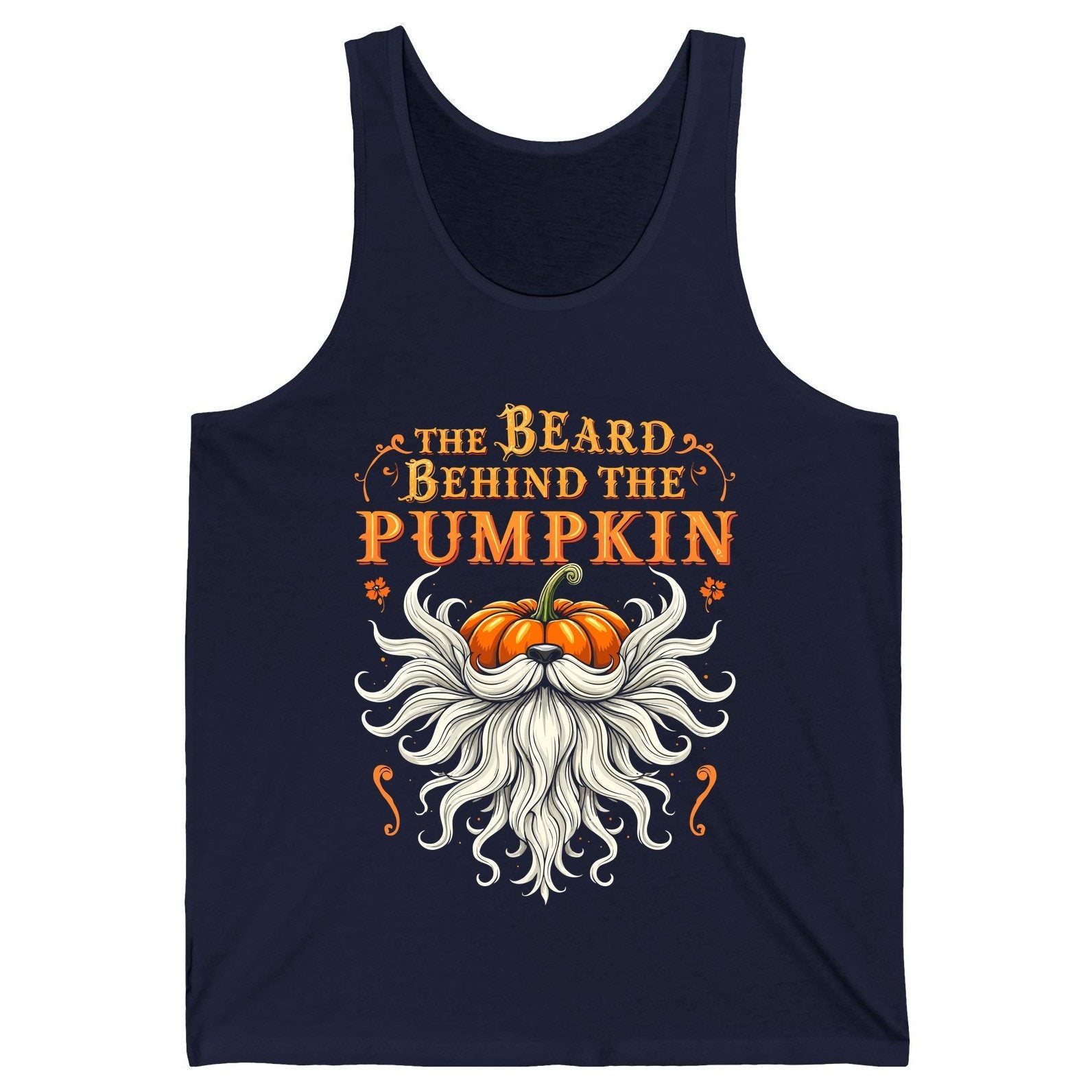 The Beard Behind the Pumpkin bearded dad Tank Top Navy product mockup