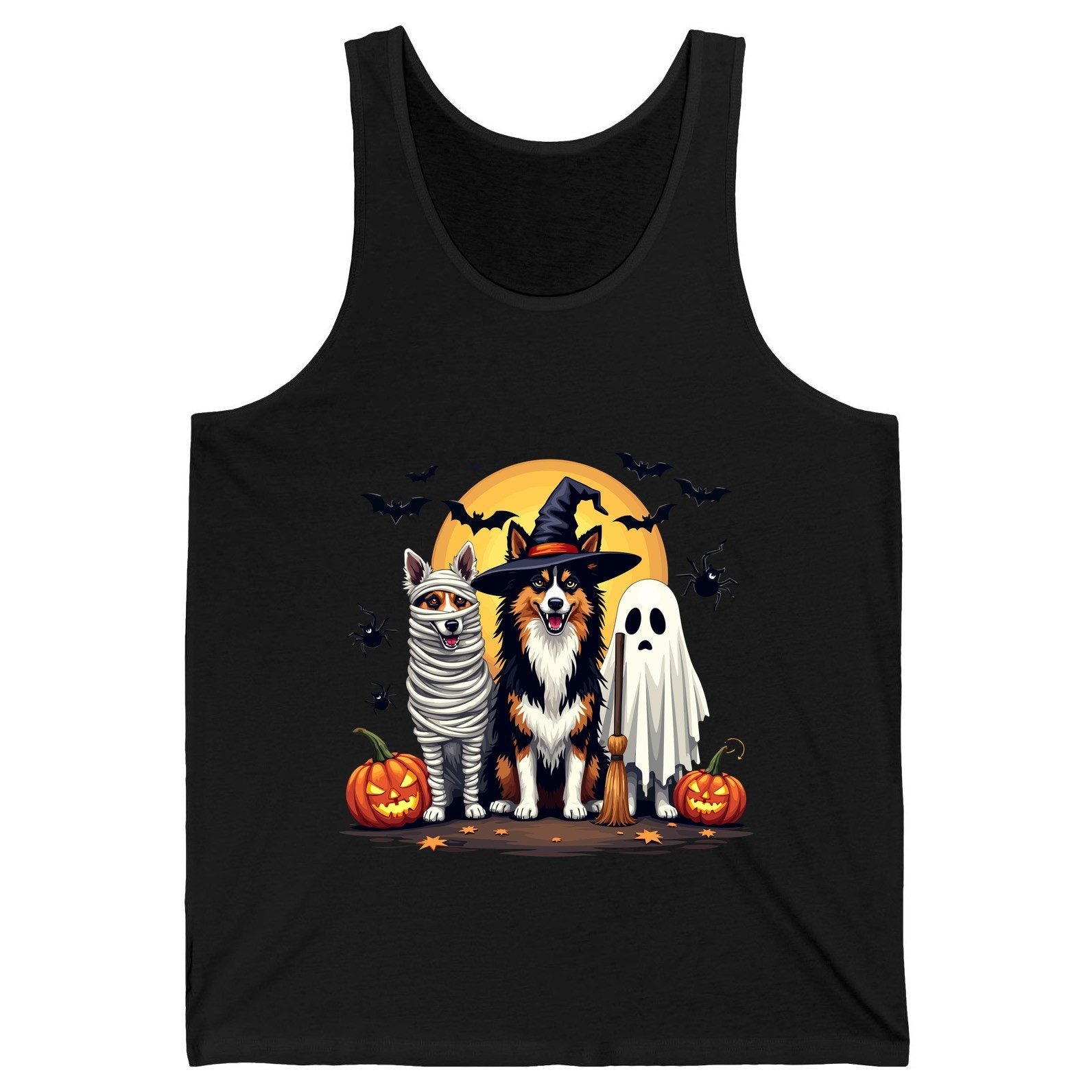 Halloween Dogs in Costumes Halloween dogs Tank Top Black product mockup