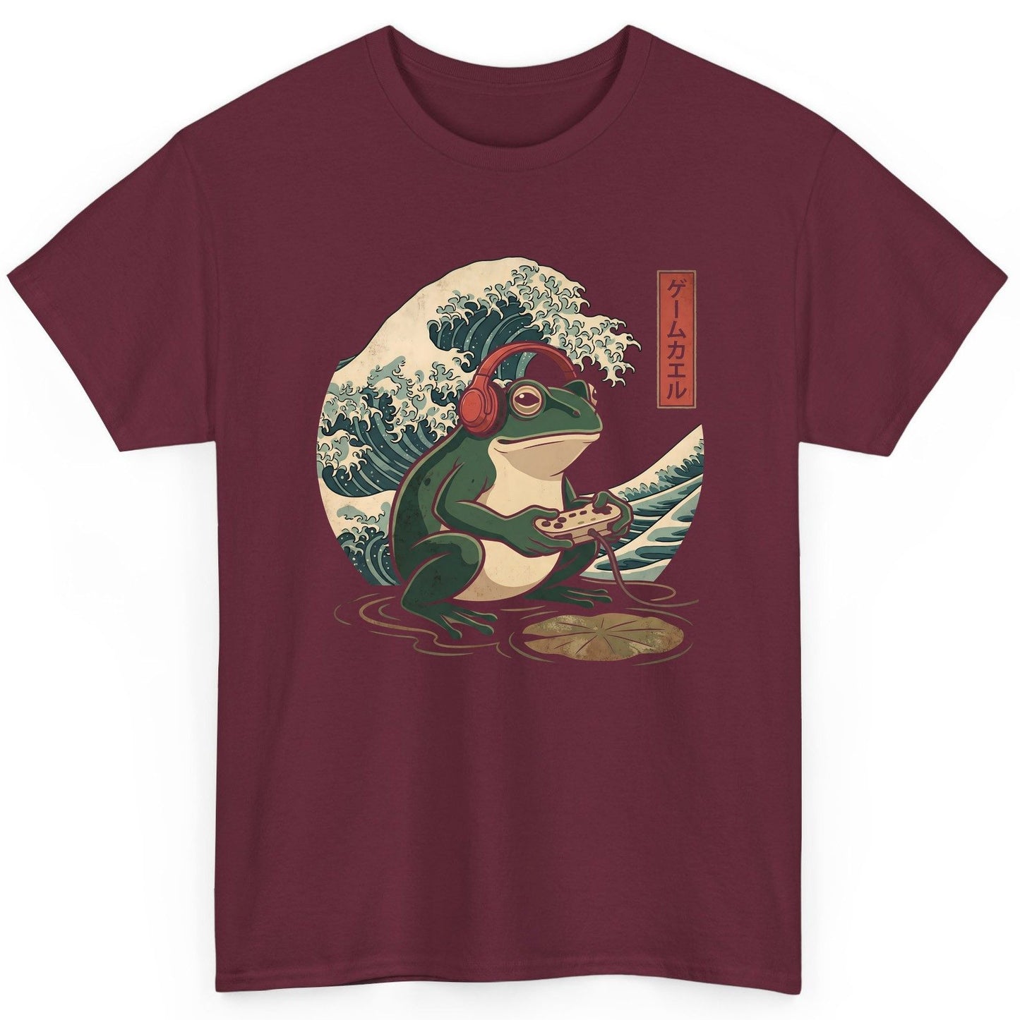 ゲームカエル gamer frog T-Shirt Maroon product mockup