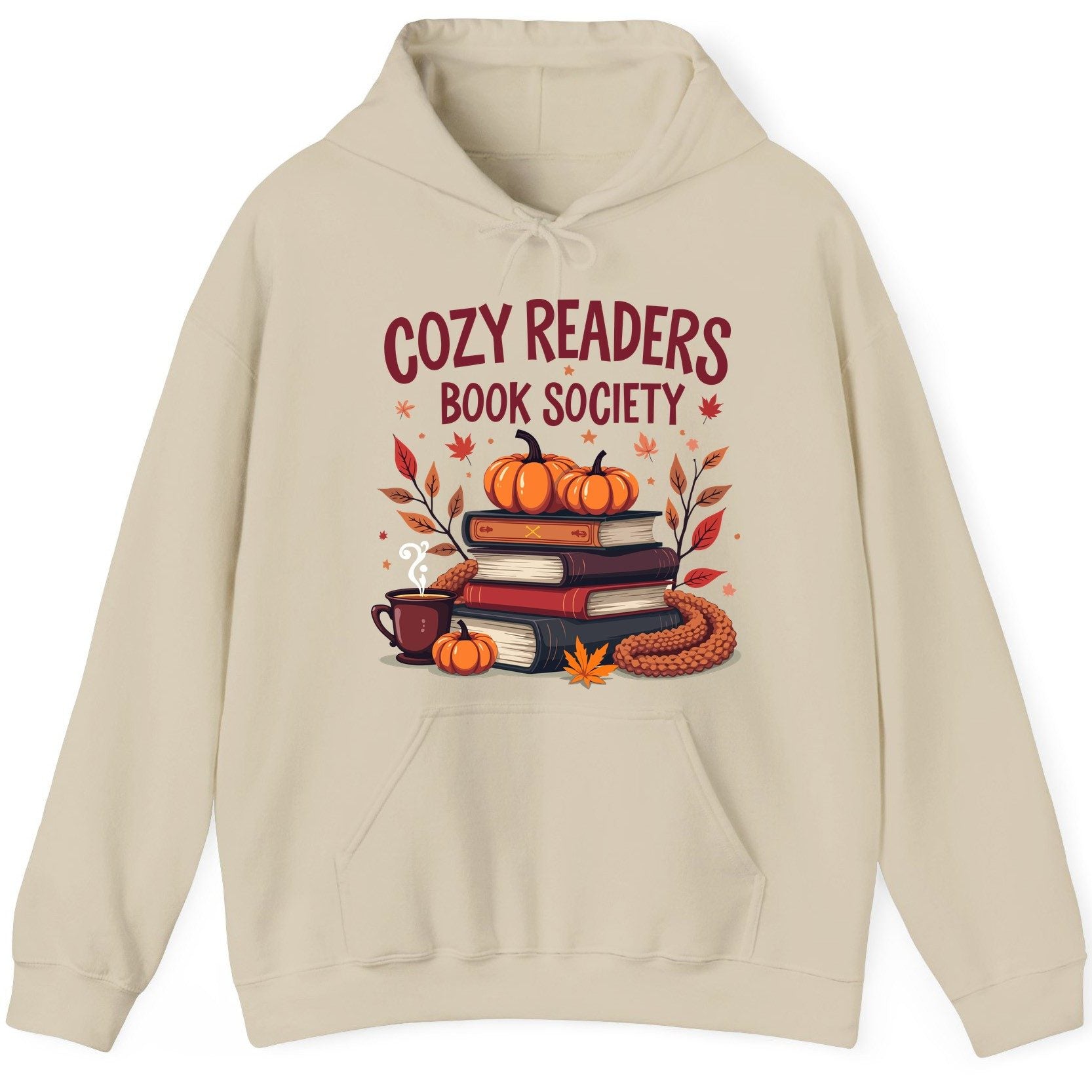 Cozy Readers Book Society reading Hoodie Sand product mockup