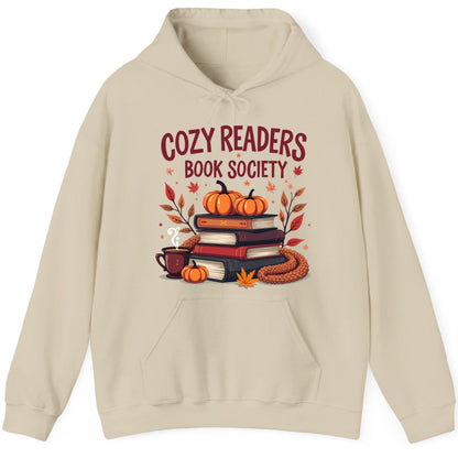 Cozy Readers Book Society reading Hoodie Sand product mockup