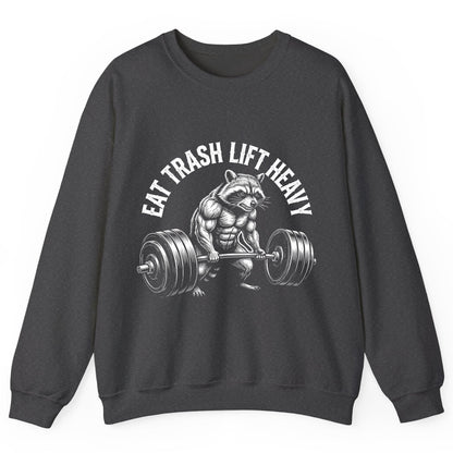 Eat Trash Lift Heavy raccoon Sweatshirt Dark Heather product mockup