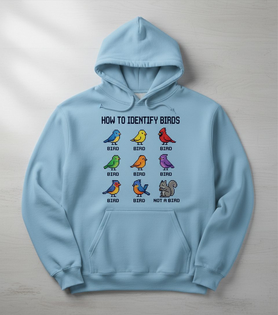HOW TO Identify BIRDS Funny Birdwatching Hoodie - product mockup - Light Blue