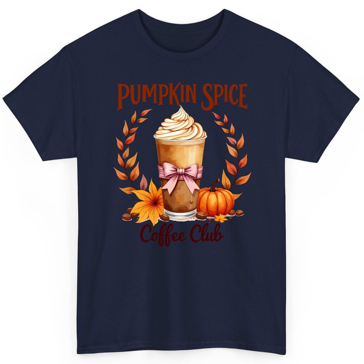 Pumpkin Spice Coffee Club pumpkin spice latte T-Shirt Navy product mockup