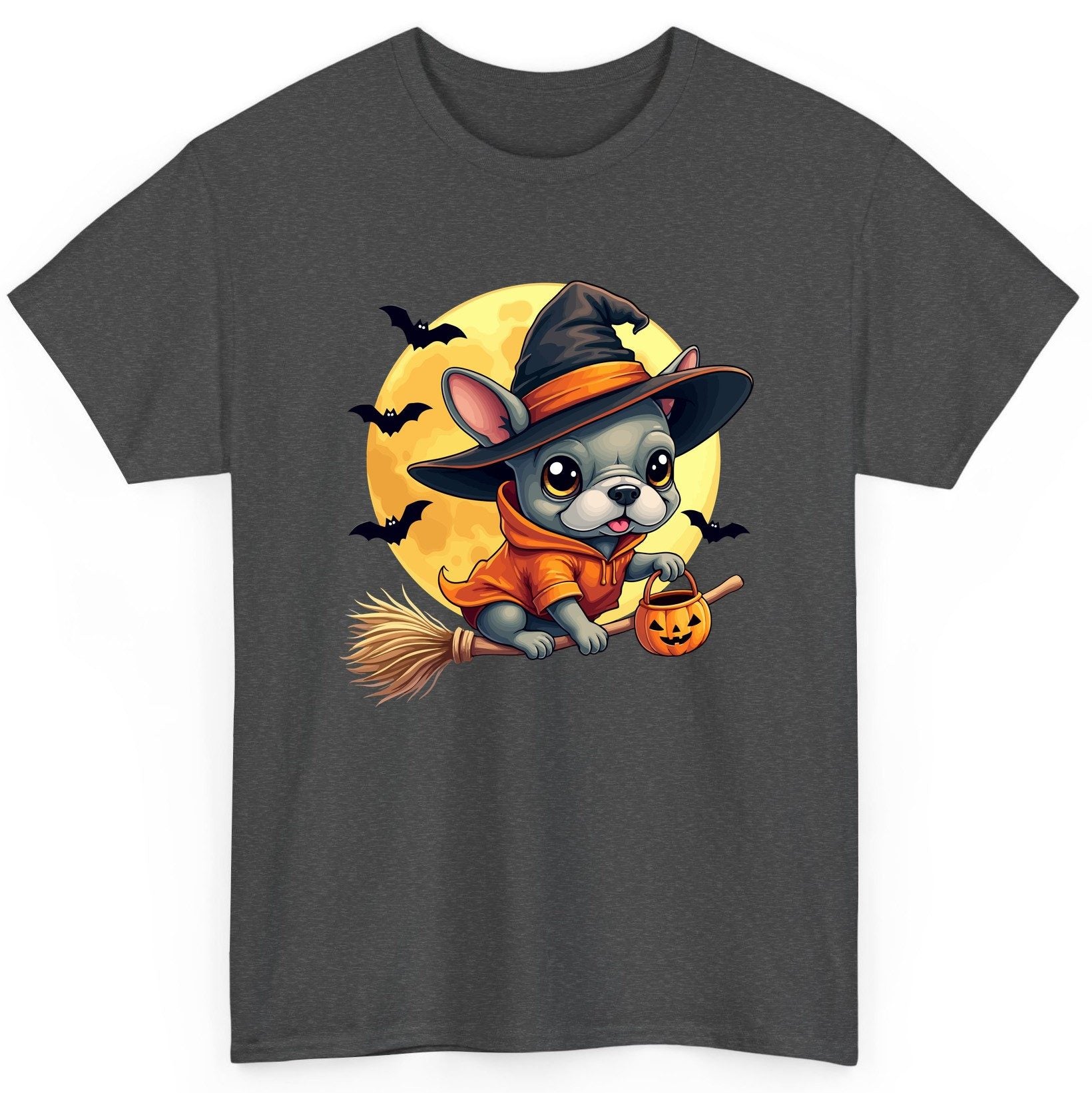 Cute Witch French Bulldog french bulldog T-Shirt Dark Heather product mockup