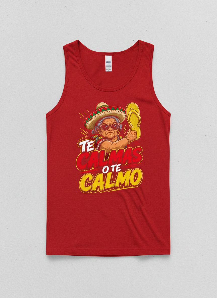 Te Calmas O Te Calmo Funny Mexican Grandma Tank Top - product mockup - Red