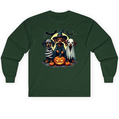 Dachshund Halloween Costumes dachshunds Long Sleeve Tee Forest Green product mockup