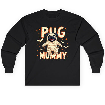 Pug Mummy pug Long Sleeve Tee Black product mockup